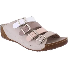 Adesso A7183 Zuri Ladies Natural Mix Leather Buckle Sandals