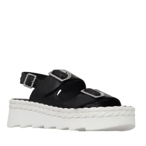 Alfie & Evie Sabre Black Platform Leather Sandals