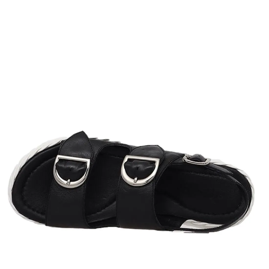 Alfie & Evie Sabre Black Platform Leather Sandals