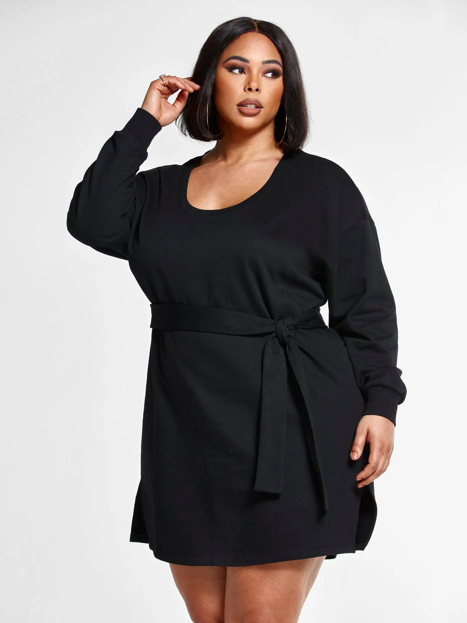 Alina Sweatshirt Dress with Tie Waist