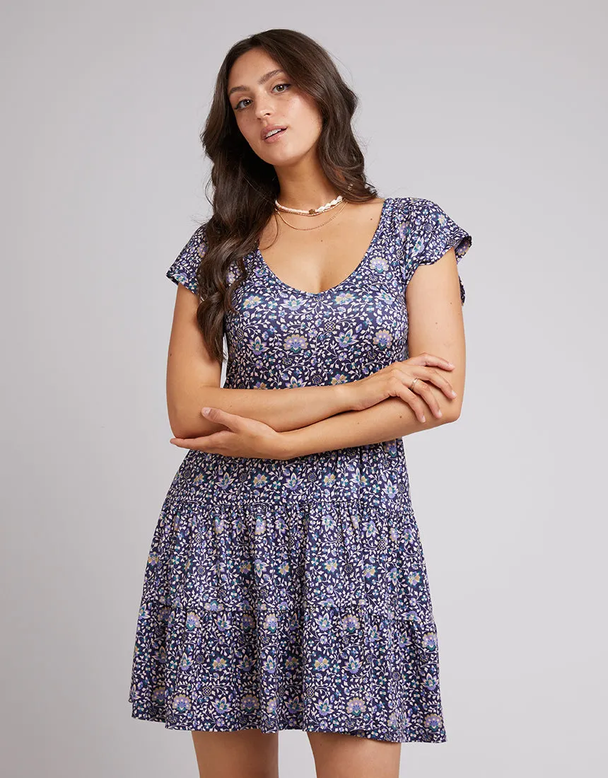 All About Eve Andie Floral V Neck Dress Blue