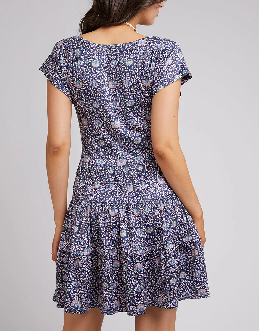 All About Eve Andie Floral V Neck Dress Blue