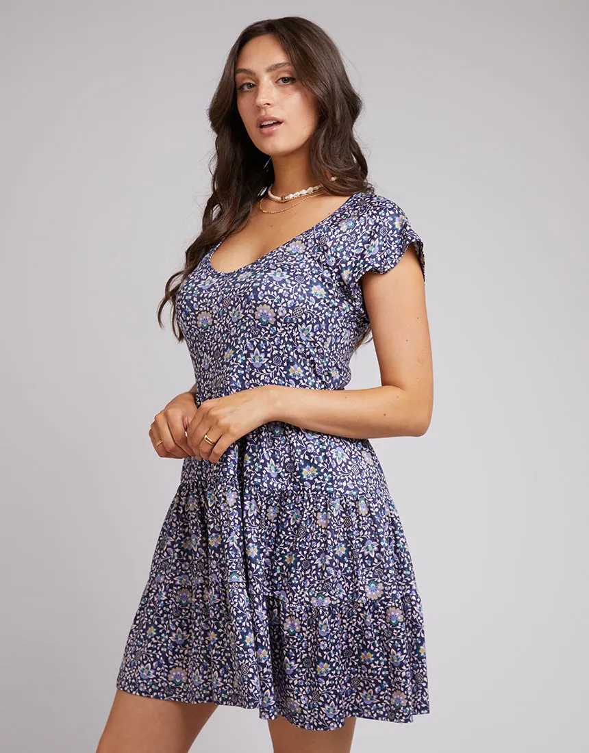 All About Eve Andie Floral V Neck Dress Blue