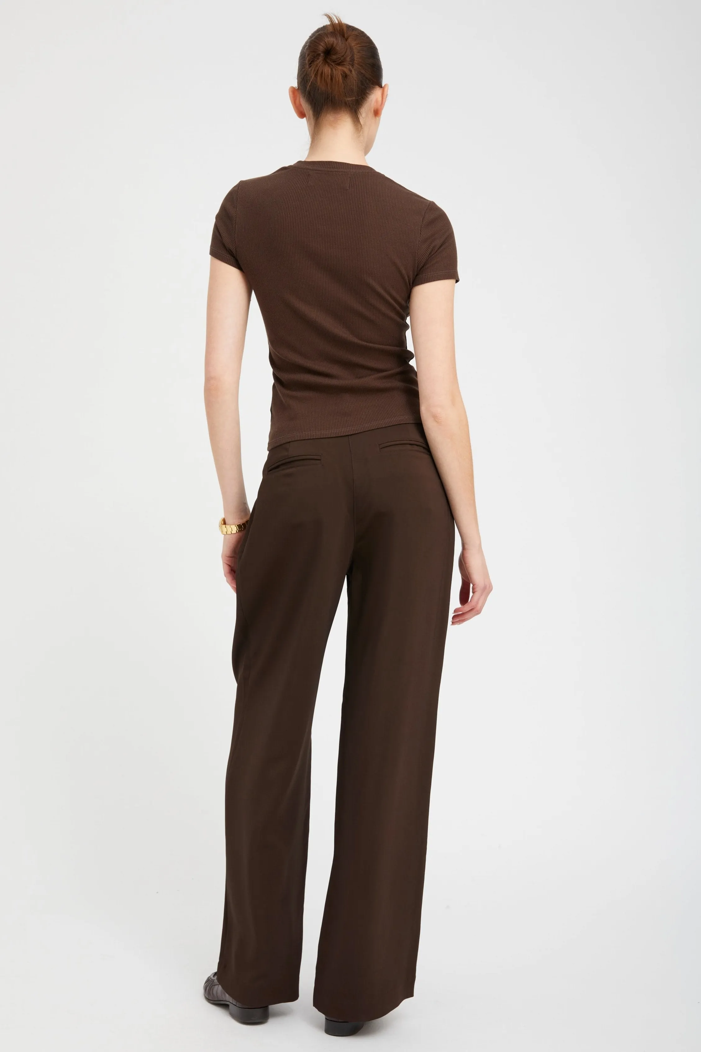 Americano Crepe Straight Leg Pleated Trousers