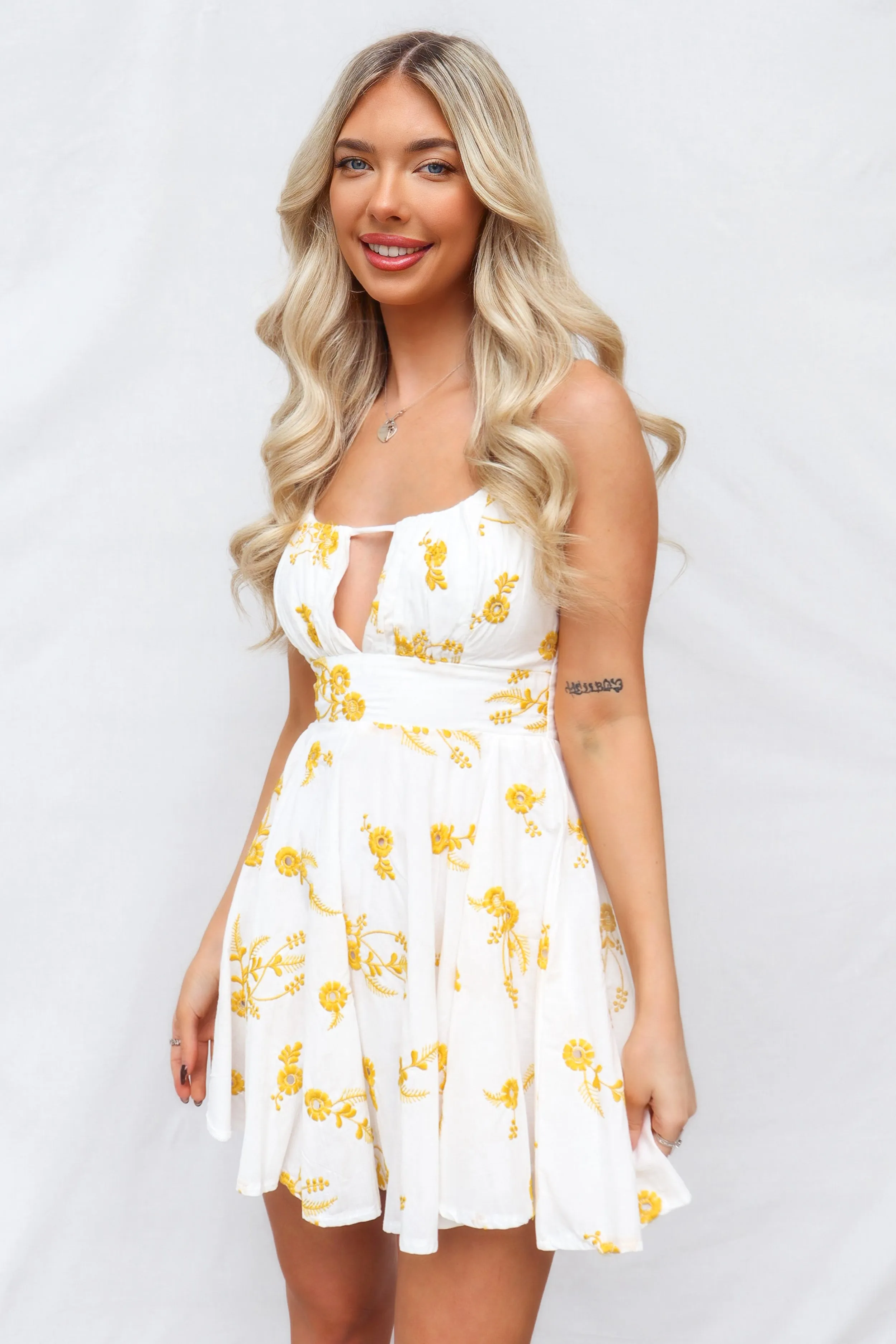 Aneera Mini Dress - Yellow Floral