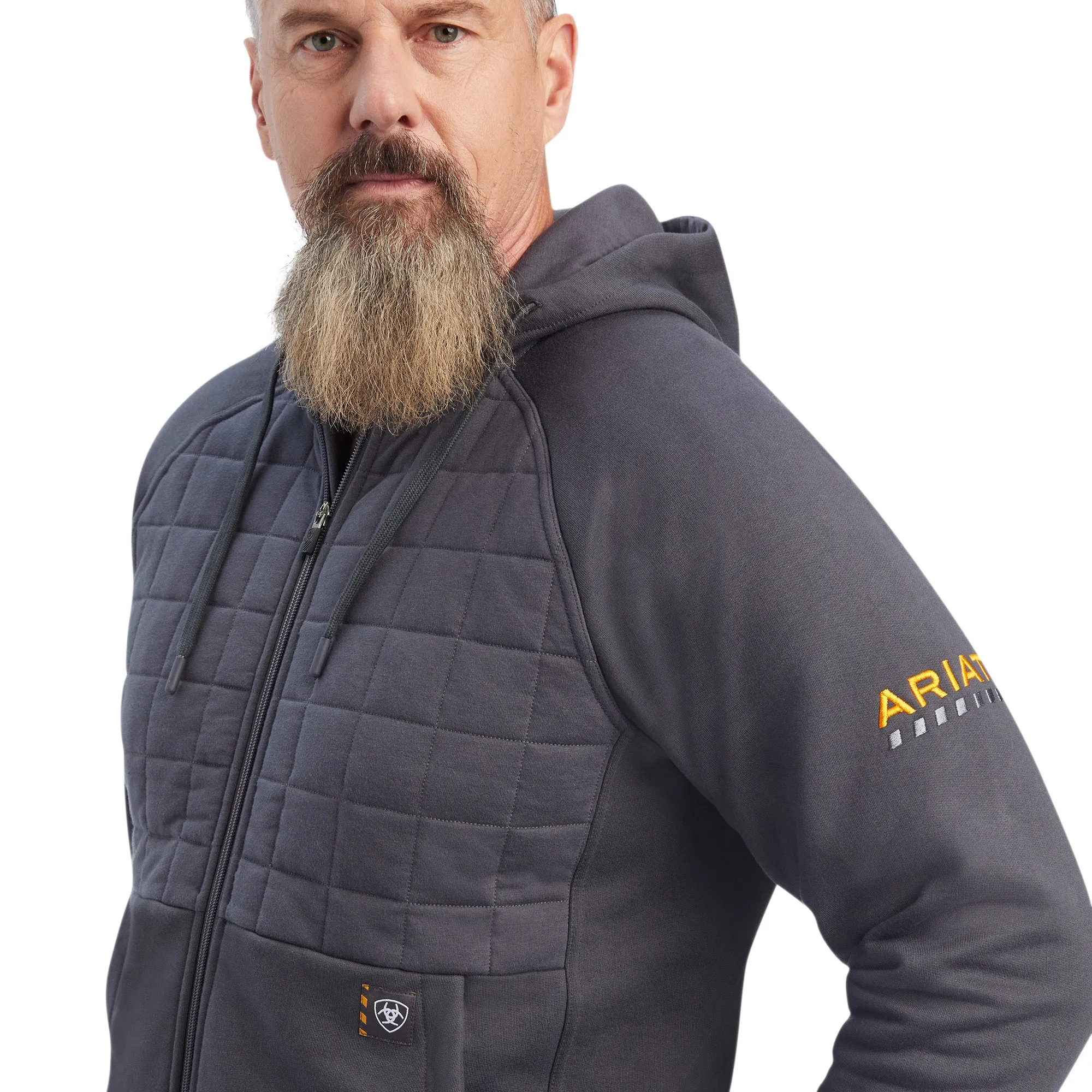 Ariat Mens Rebar Regulator Full Zip Hood Rebar Grey