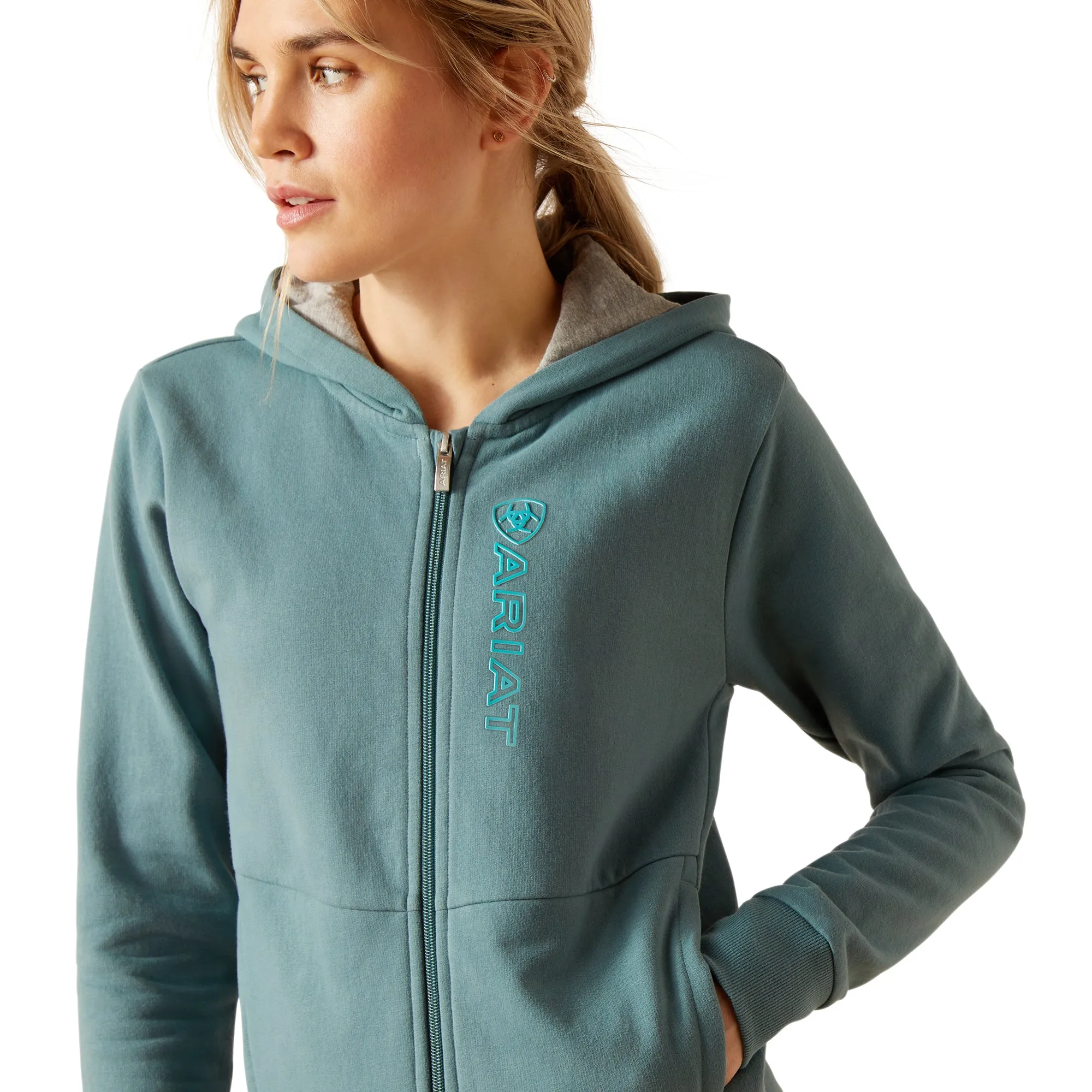 Ariat Women's Team Logo Full Zip Hoodie - Glacier Lake