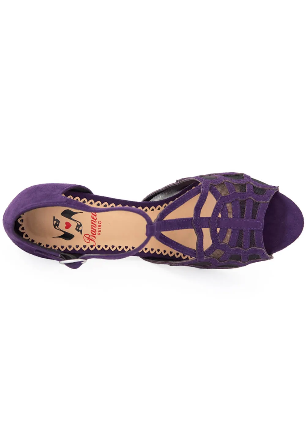 Banned Black Widow Spiderweb 50's Pumps Purple