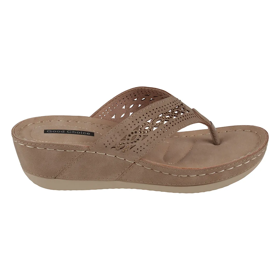 Bari Natural Wedge Sandals