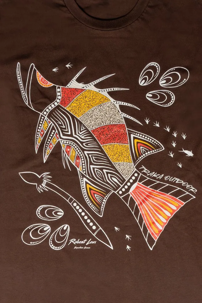 Barramundi Hunt Dark Chocolate Cotton Crew Neck Unisex T-Shirt