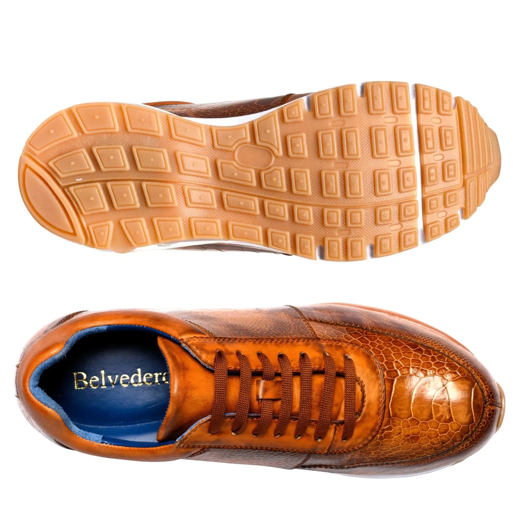 Belvedere Todd in Antique Brandy Genuine Ostrich Sneakers