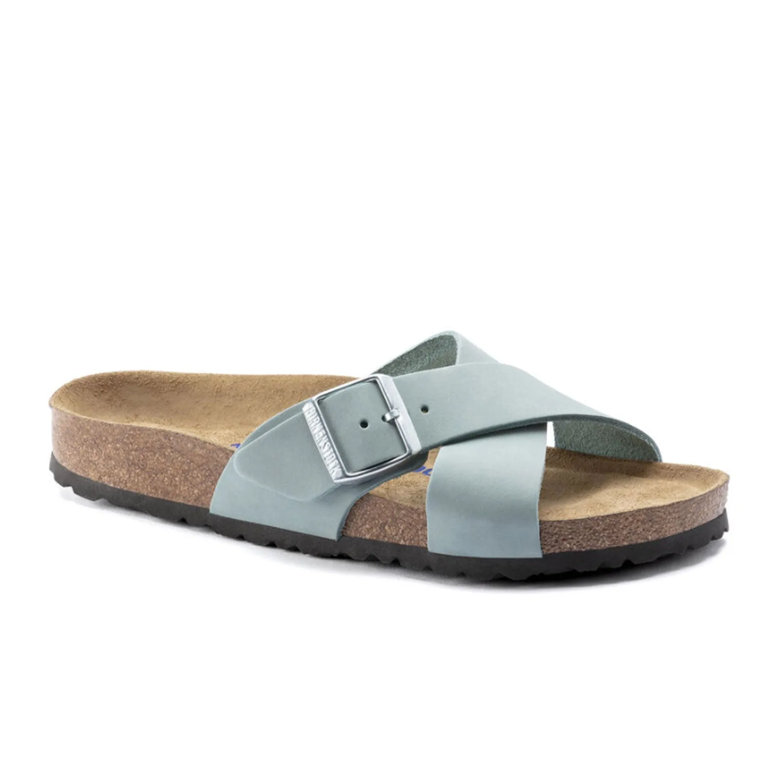 Birkenstock Siena Soft Footbed Narrow Slide Sandal (Women) - Faded Aqua Nubuck