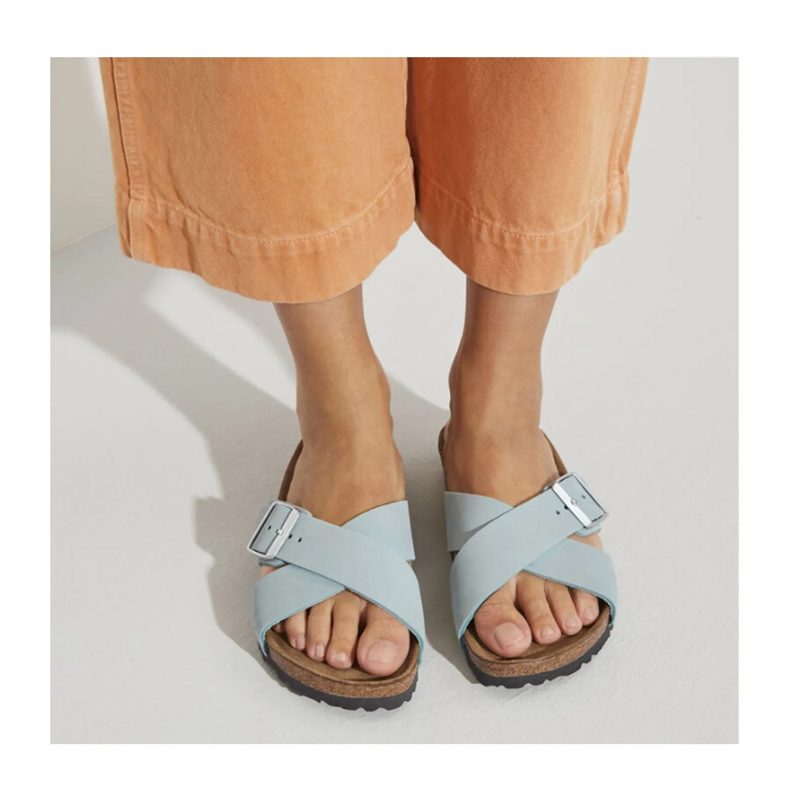 Birkenstock Siena Soft Footbed Narrow Slide Sandal (Women) - Faded Aqua Nubuck