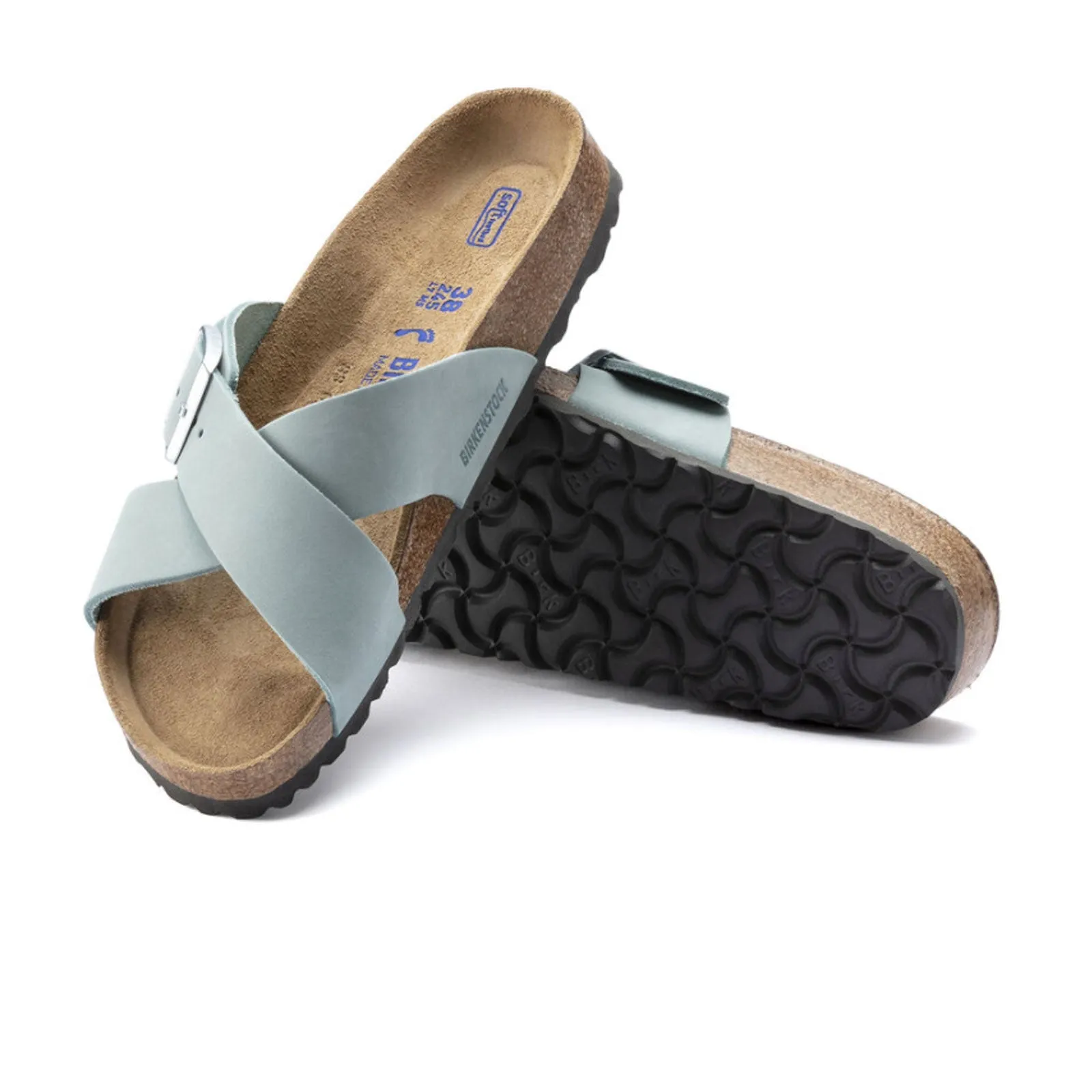 Birkenstock Siena Soft Footbed Narrow Slide Sandal (Women) - Faded Aqua Nubuck