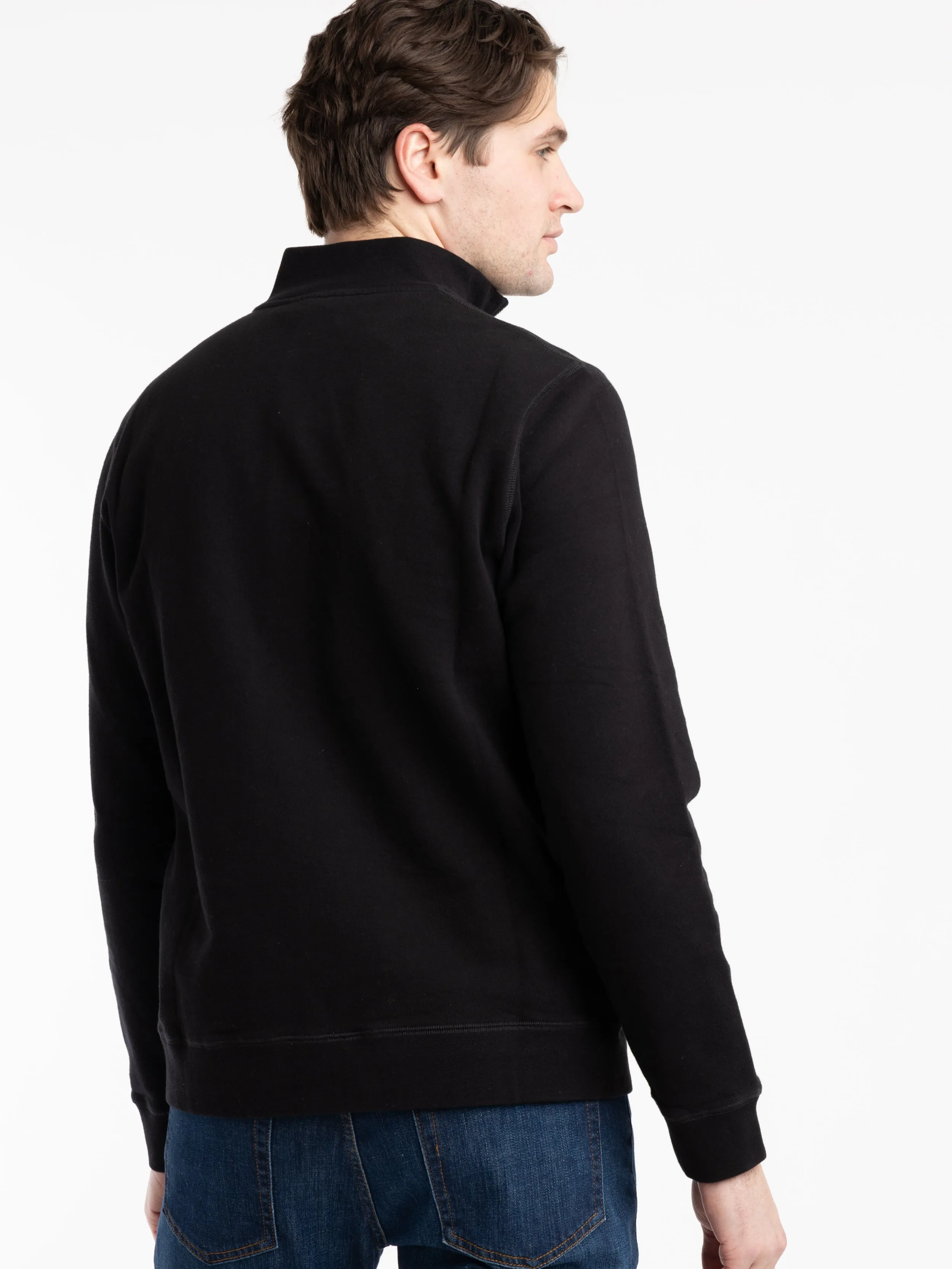 Black Half Zip Loopback Sweatshirt