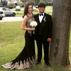 black prom dress, long prom dress, formal prom dress, mermaid prom dress, charming evening dress, BD0021