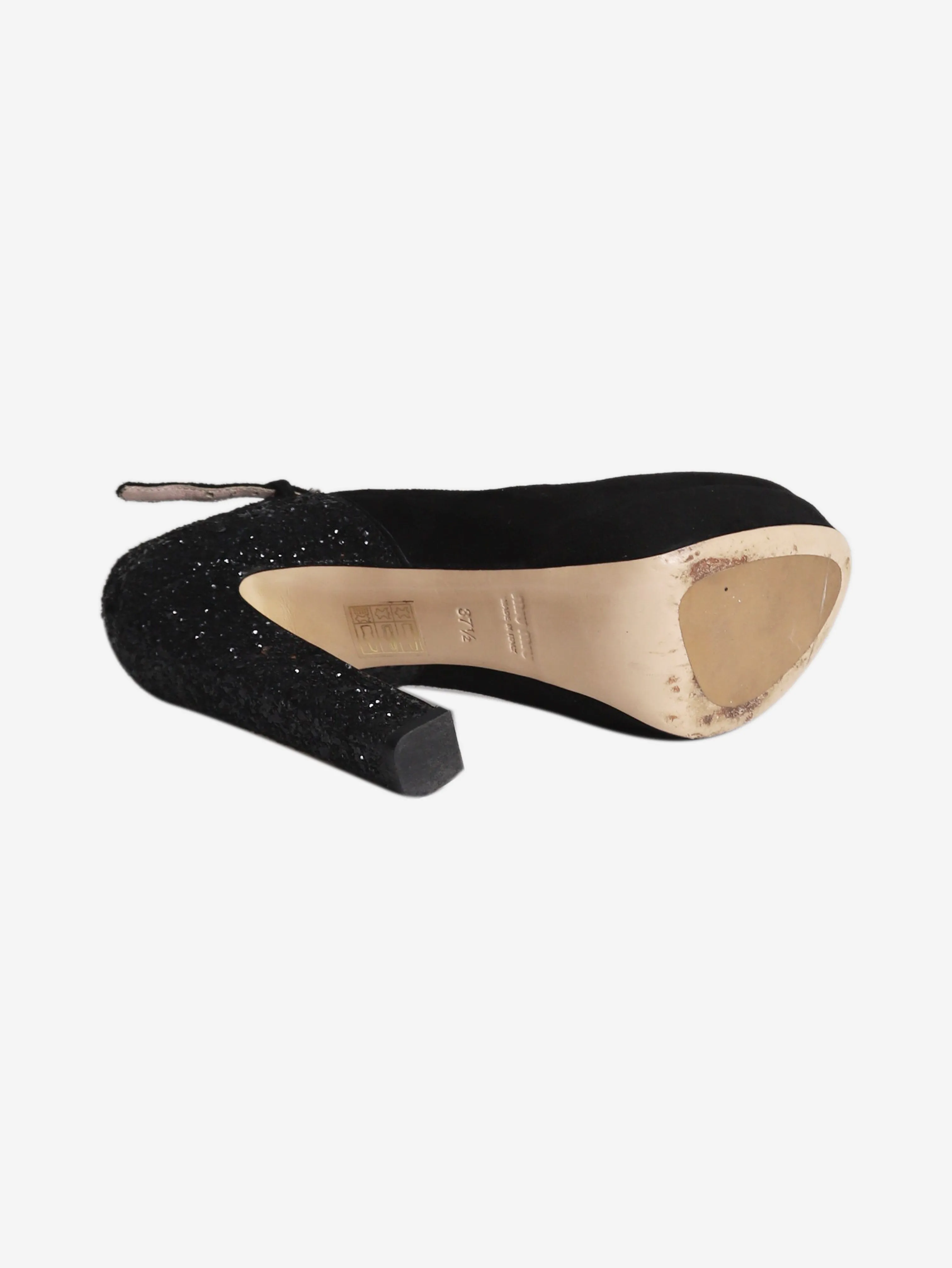 Black suede platform pumps - size EU 37.5