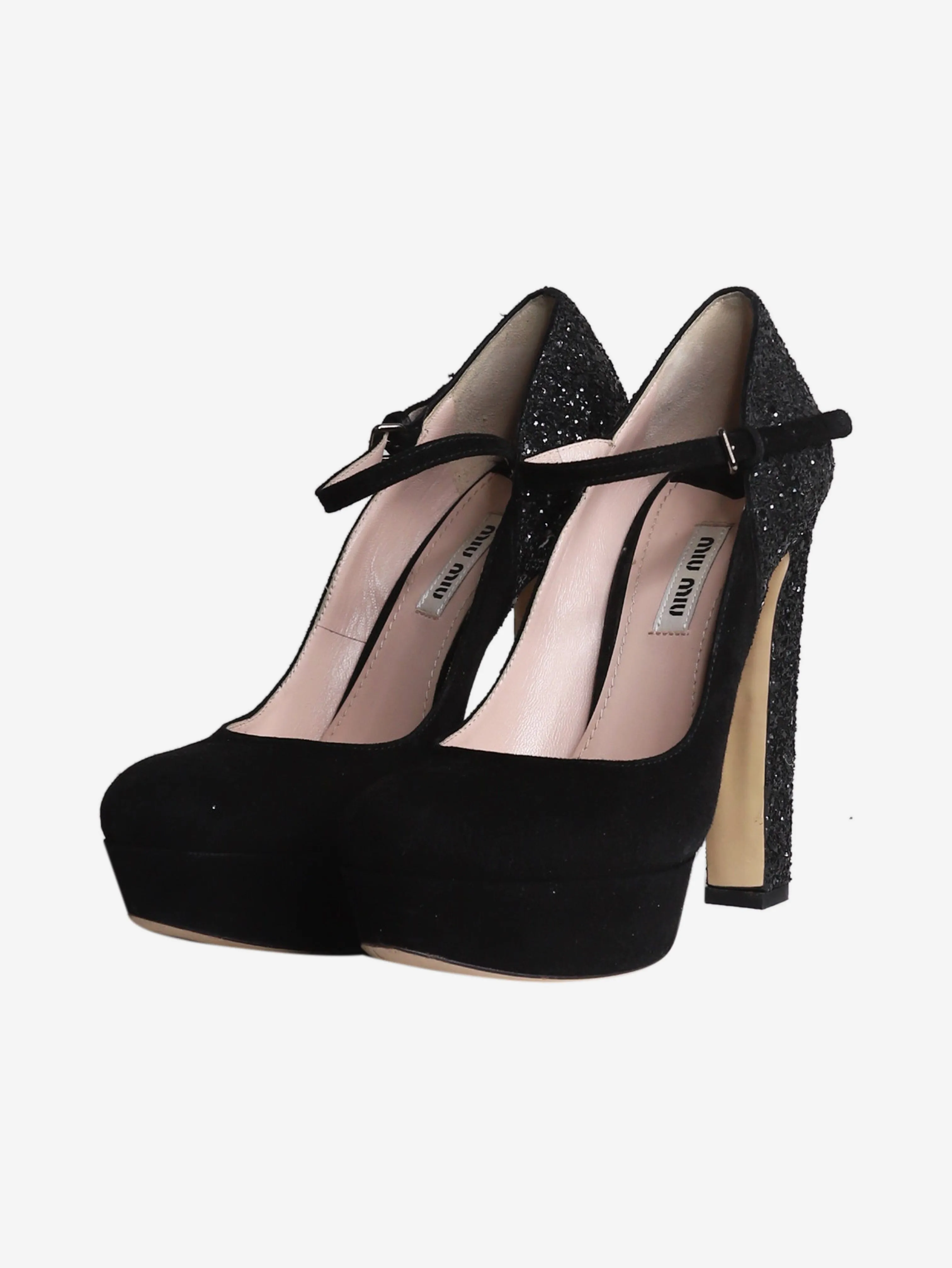 Black suede platform pumps - size EU 37.5