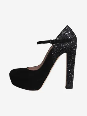 Black suede platform pumps - size EU 37.5