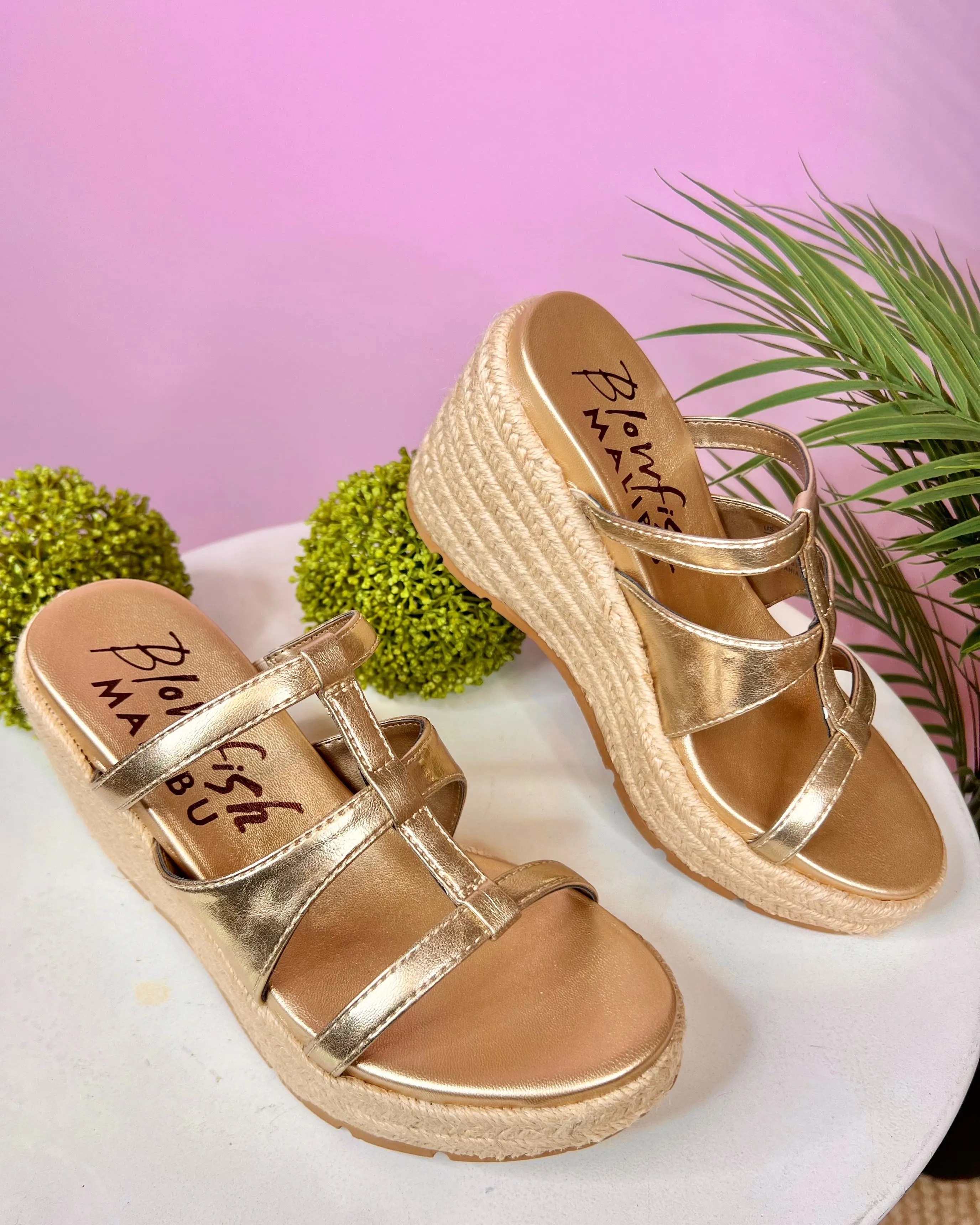 Blowfish Bahia Rope Gold Wedge Sandles