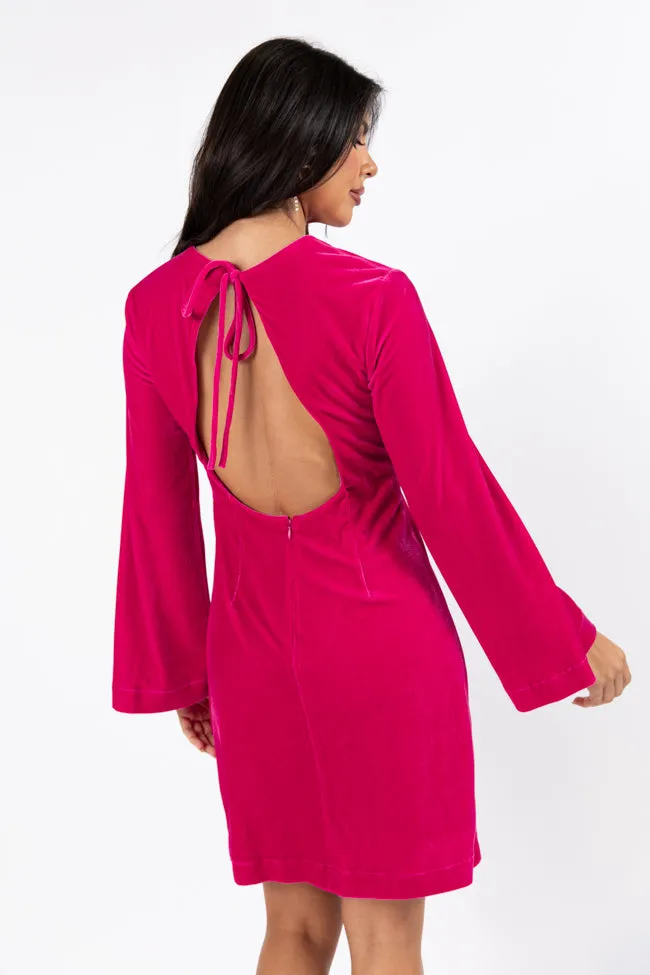 Bold As Love Pink Crushed Velvet Back Detail Mini Dress FINAL SALE