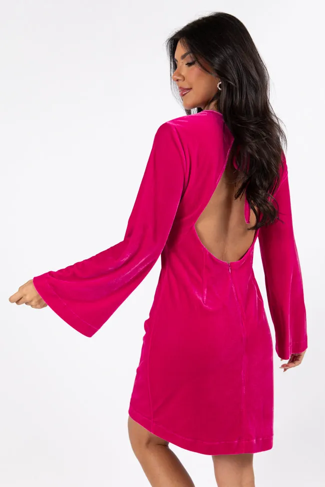 Bold As Love Pink Crushed Velvet Back Detail Mini Dress FINAL SALE