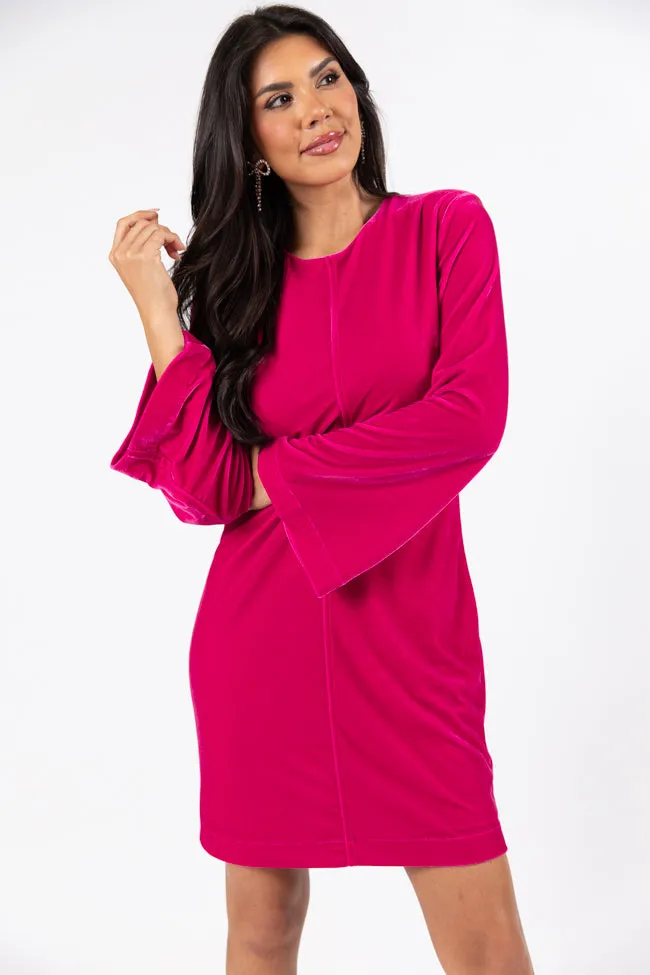 Bold As Love Pink Crushed Velvet Back Detail Mini Dress FINAL SALE