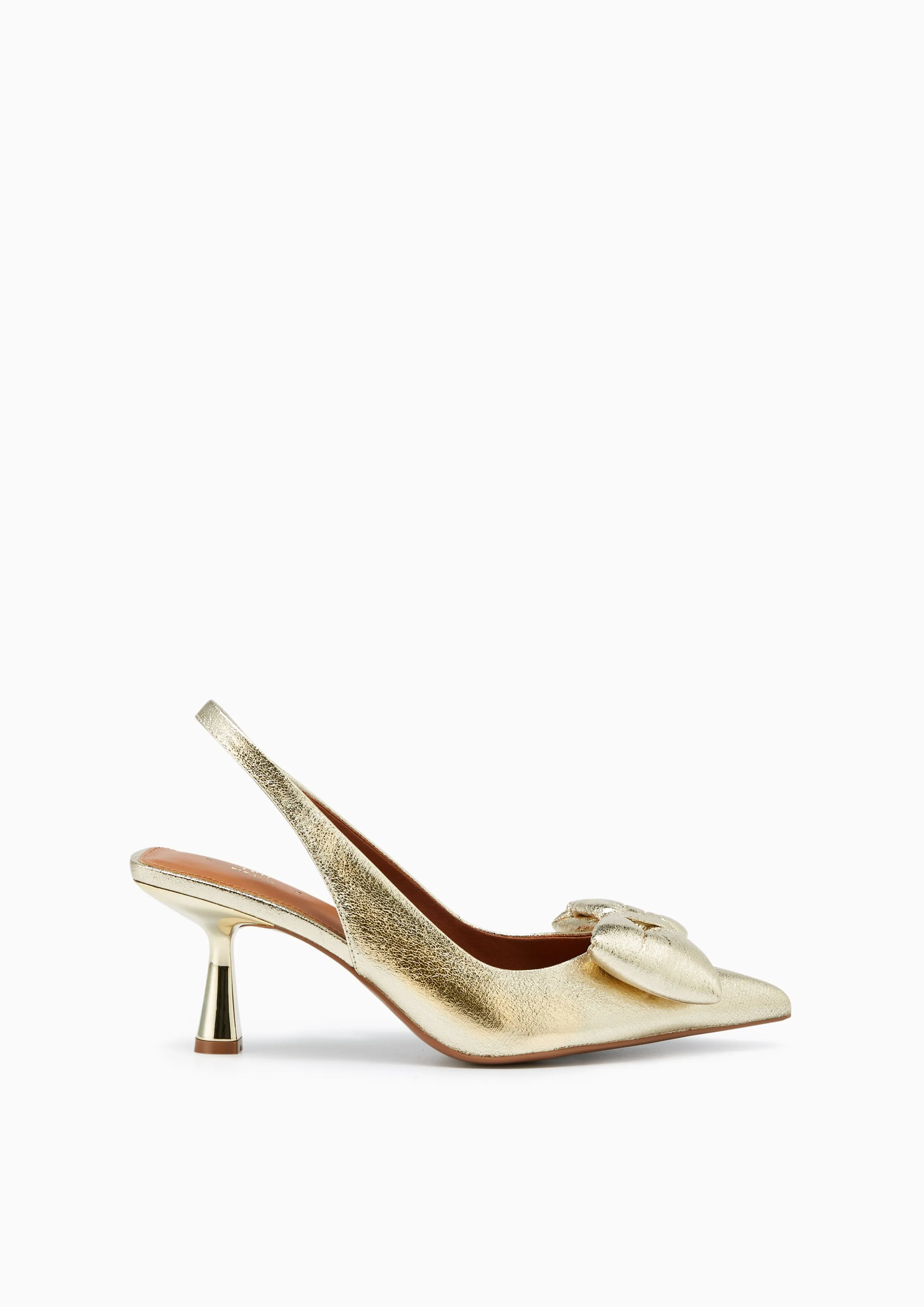 Bow Berry Slingback Heels - Gold