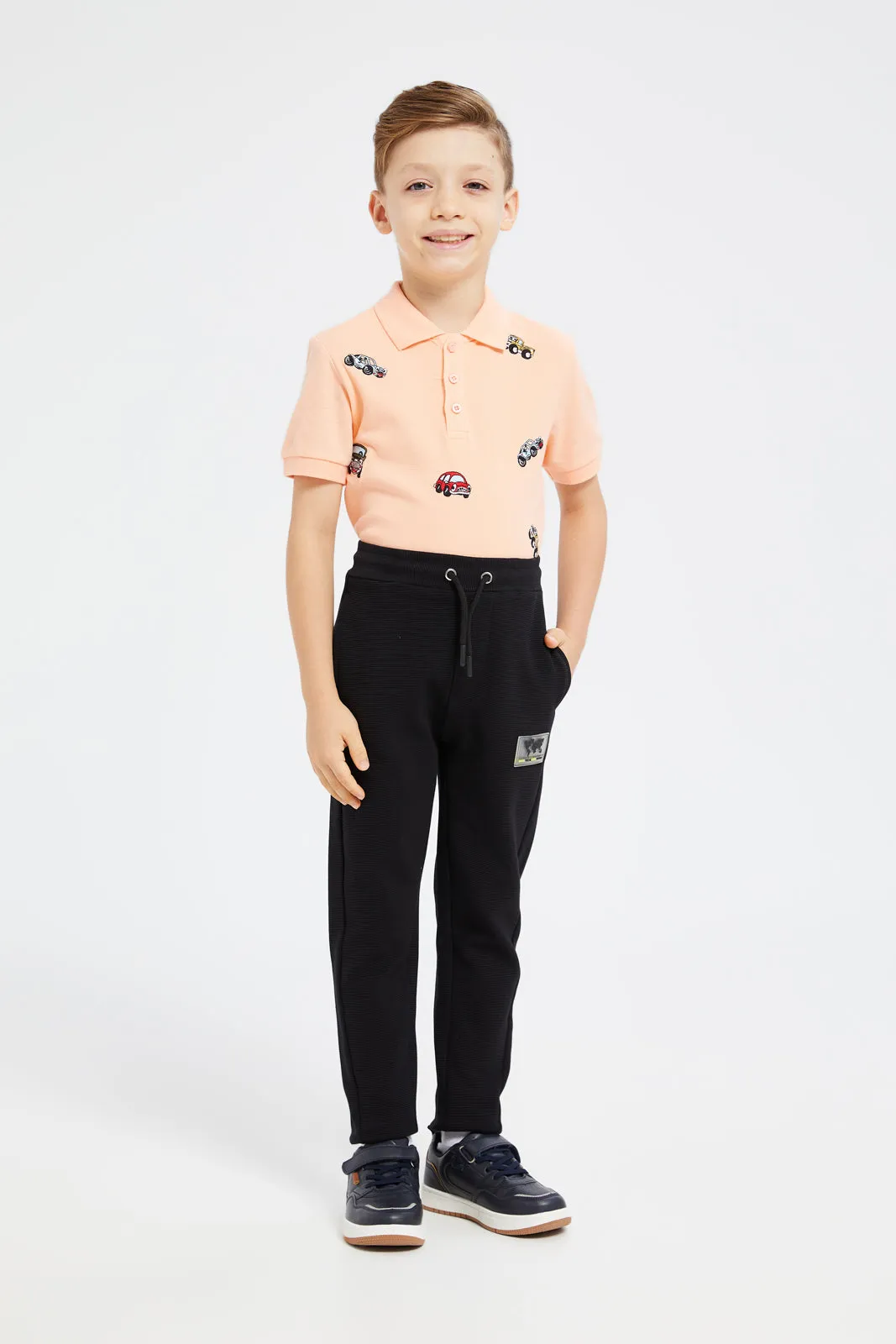 Boys Black Ottoman Active Pants