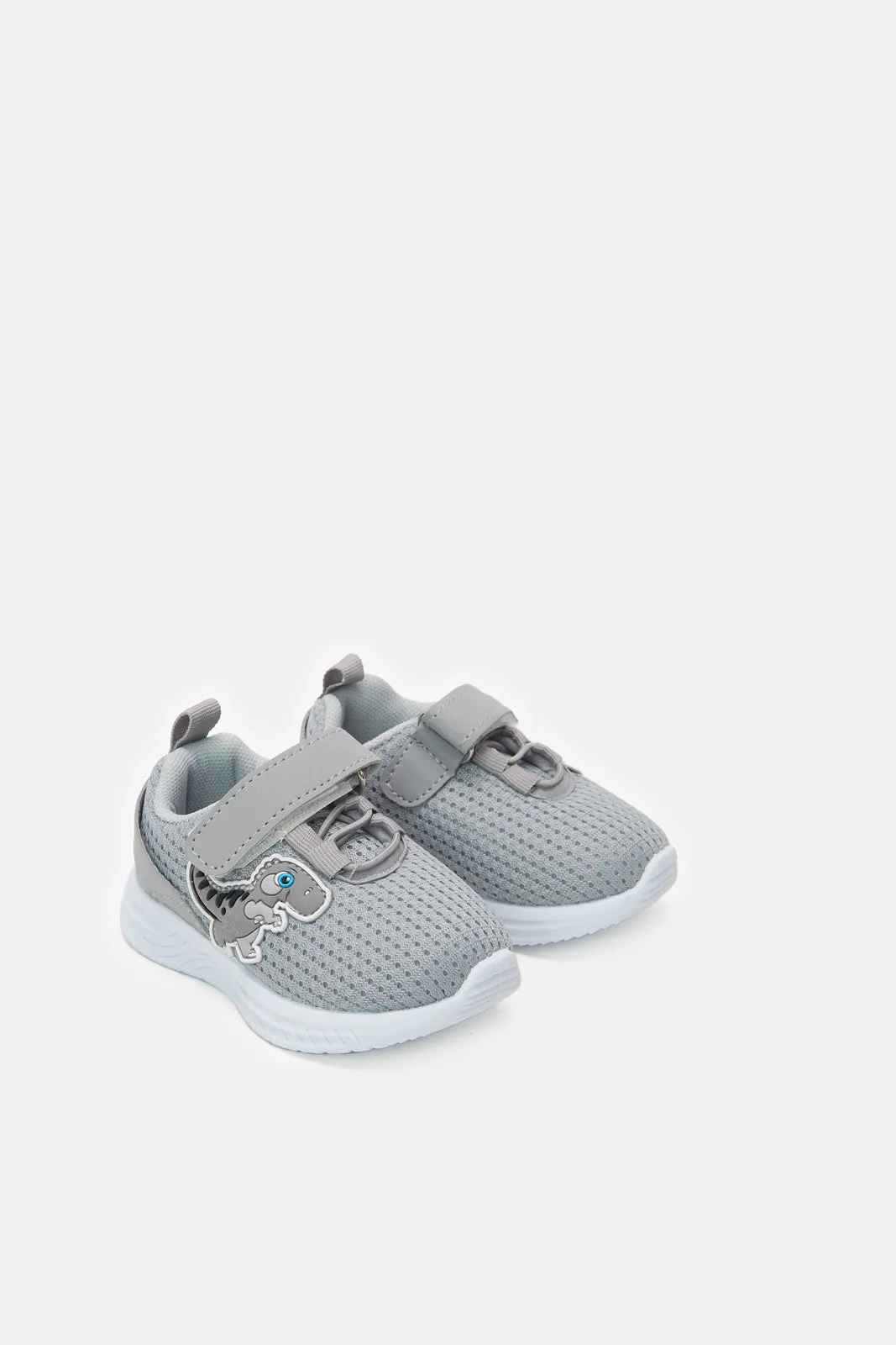 Boys Grey Velcro Strap Pump