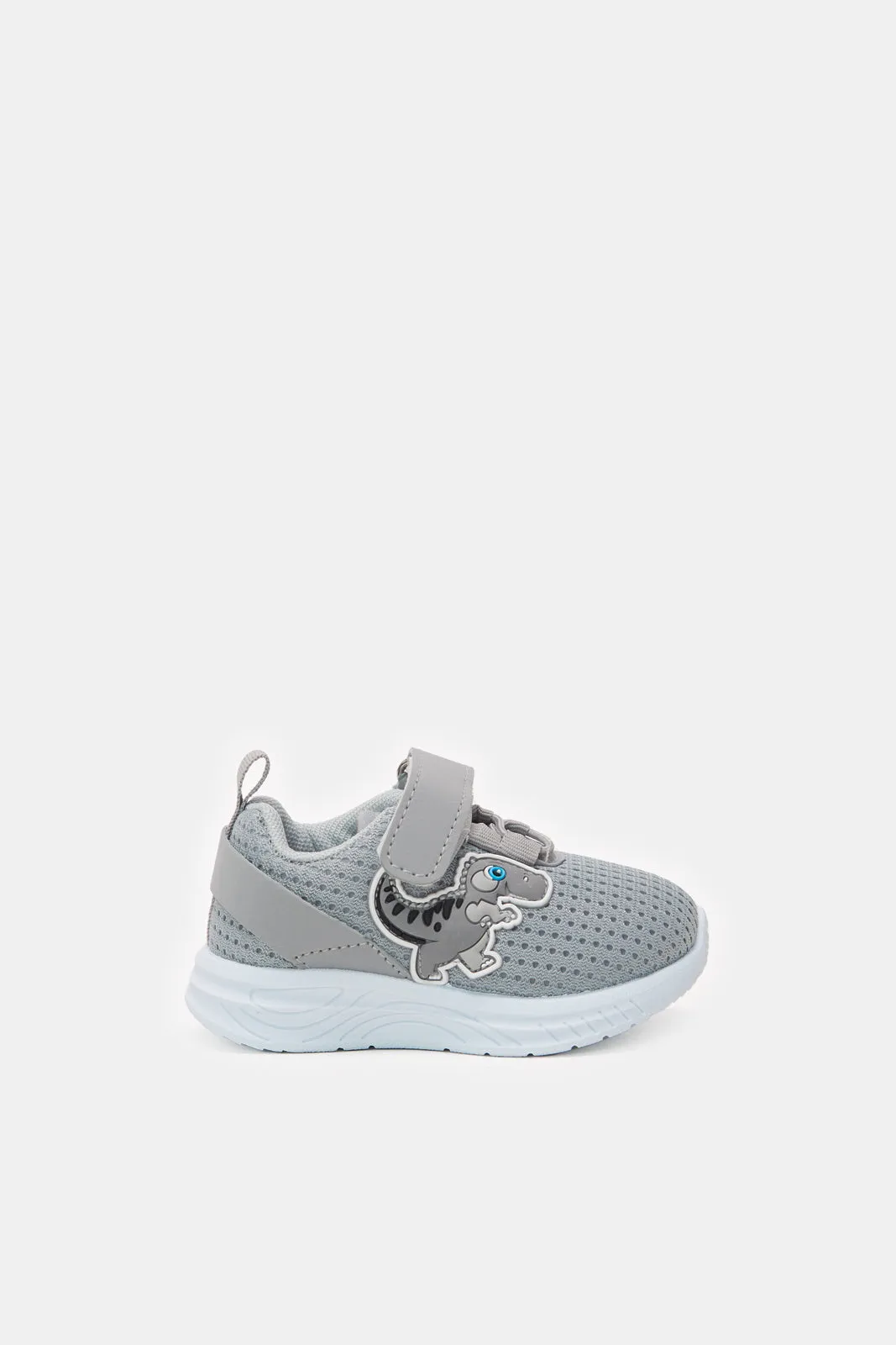 Boys Grey Velcro Strap Pump