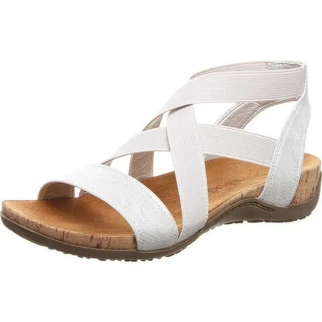 Brea Bearpaw Sandals-White & Silver