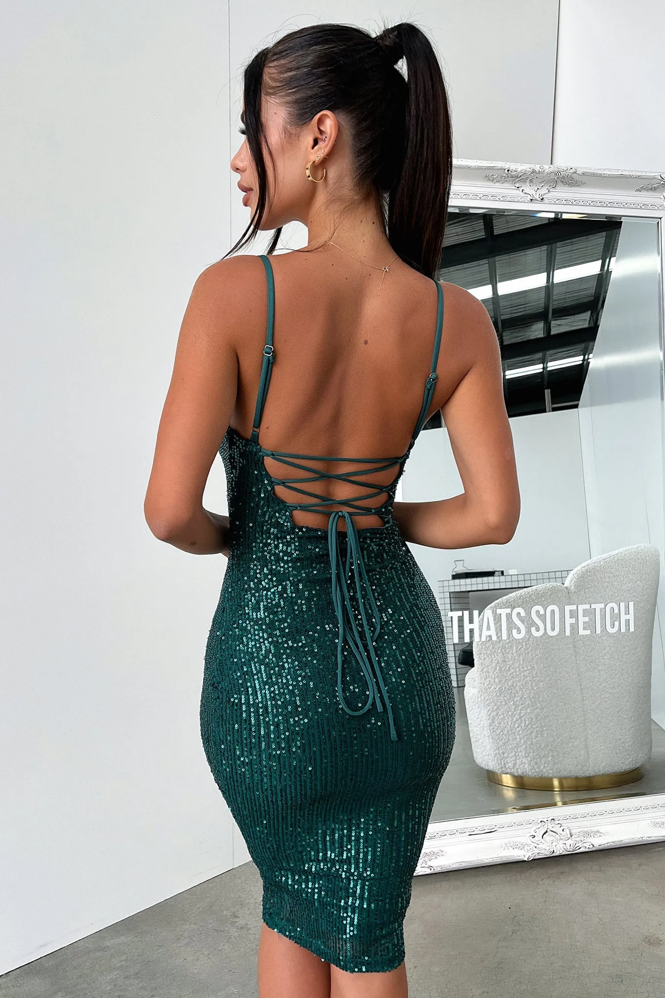 Brylee Midi Dress - Emerald Sequin