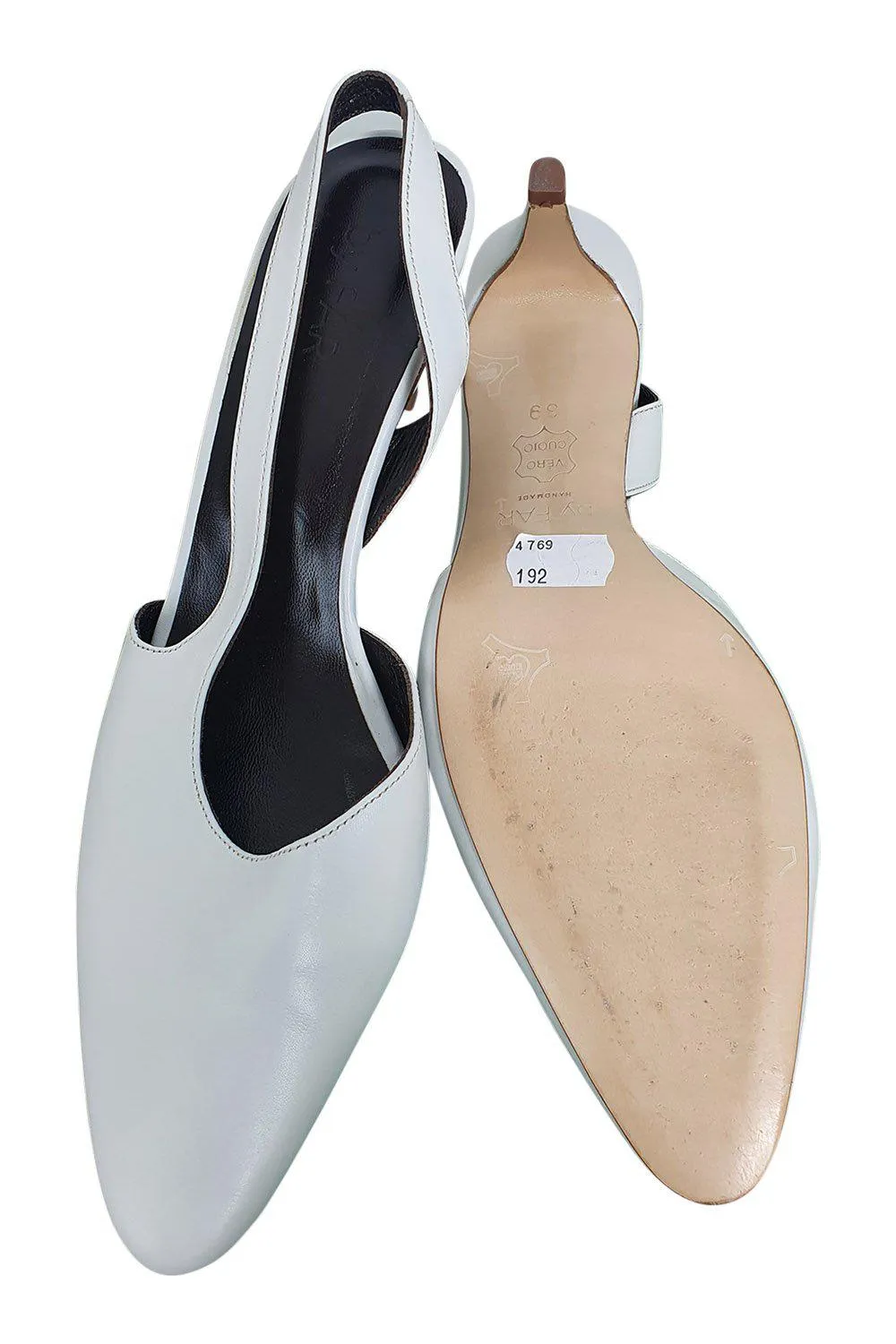 BY FAR White Lauren  Almond Toe Sling Back Kitten Heels (EU 39 | UK 06 | US 09)