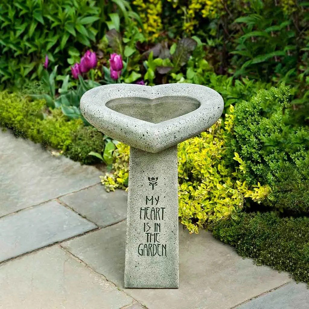 Campania International My Heart is in the Garden Birdbath