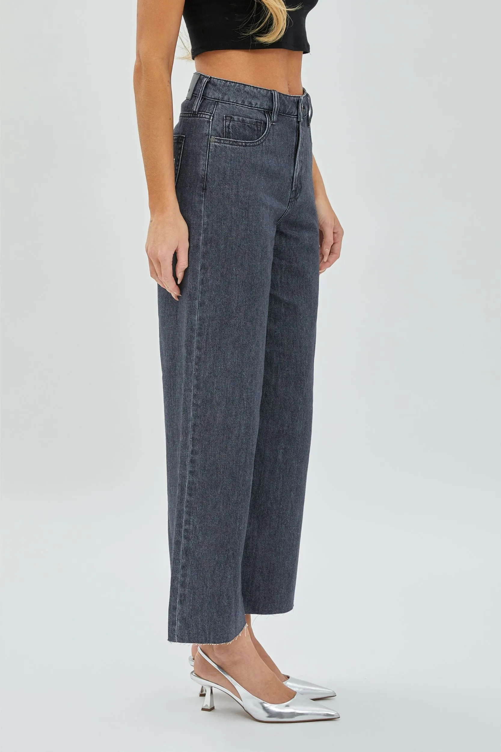 Charcoal Wide Leg Denim Pant