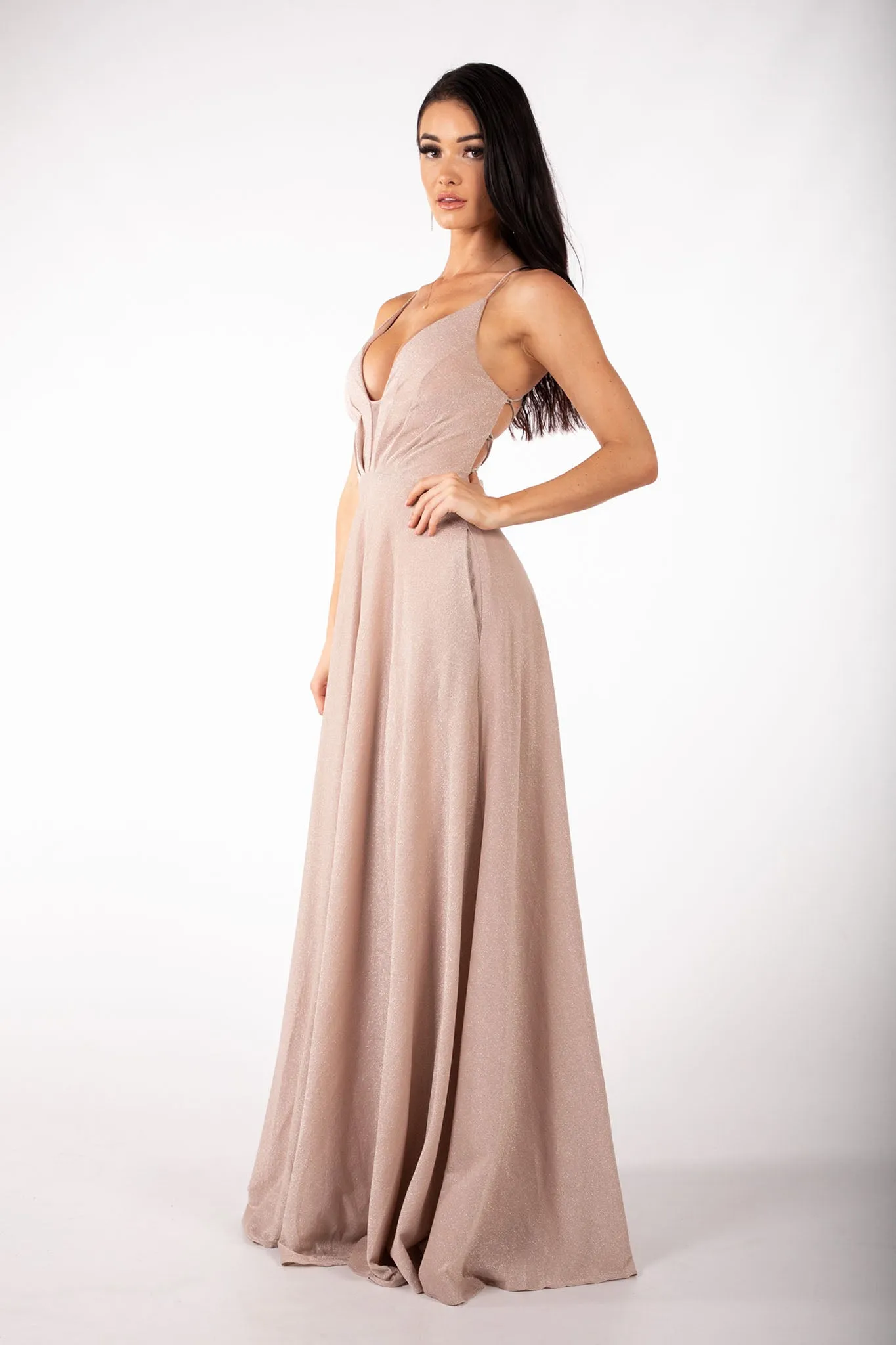 Charmaine Dress - Shimmer Nude (XS - Clearance Sale)