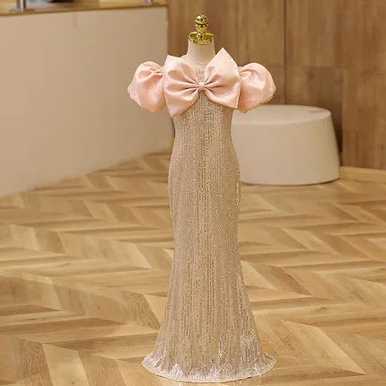 Children's dress fishtail dress wedding catwalk evening dress fashionable girl evening dress