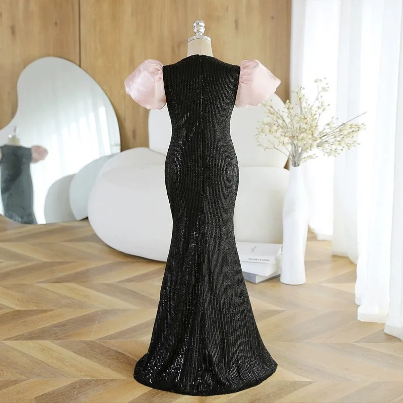 Children's dress fishtail dress wedding catwalk evening dress fashionable girl evening dress