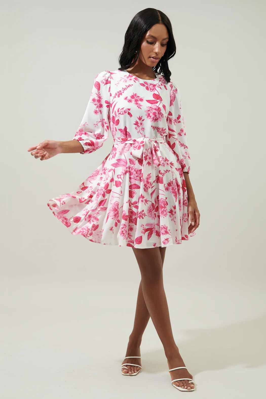 Clarice Floral Collins Godet Mini Dress