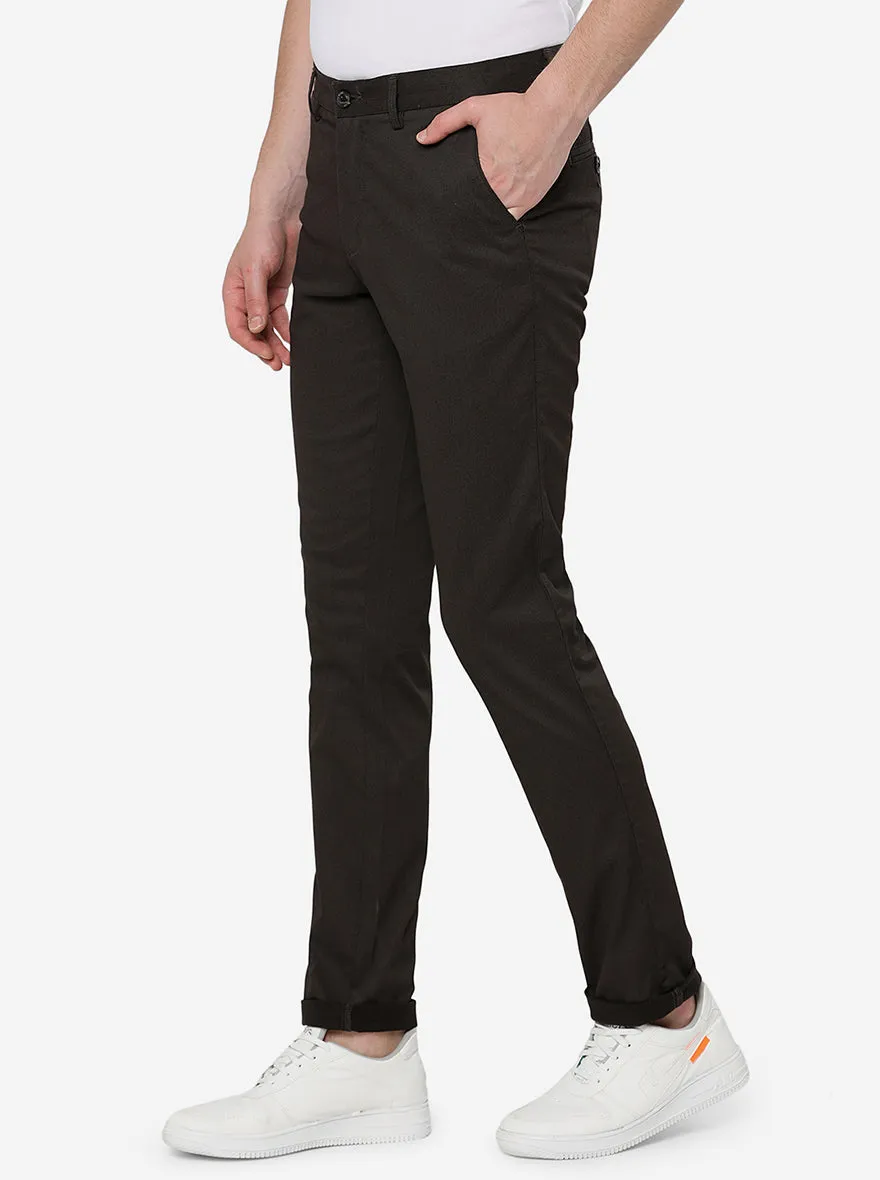 Coffee Brown Solid Uno Fit Casual Trouser | JadeBlue