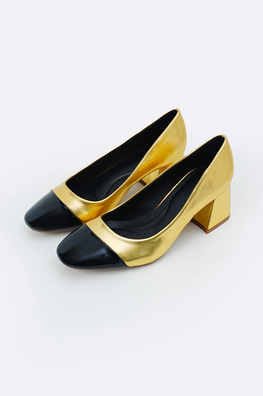 CONTRAST BLOCK HEEL