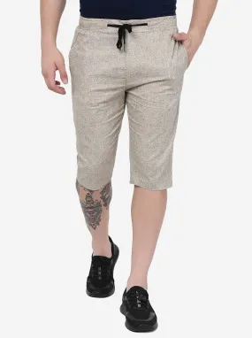 Cream Printed Slim Fit Capri | JadeBlue