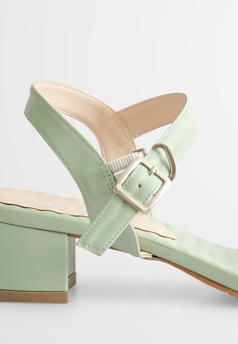 Crisanne Scrunched Easy Wear Strap Heels - Green