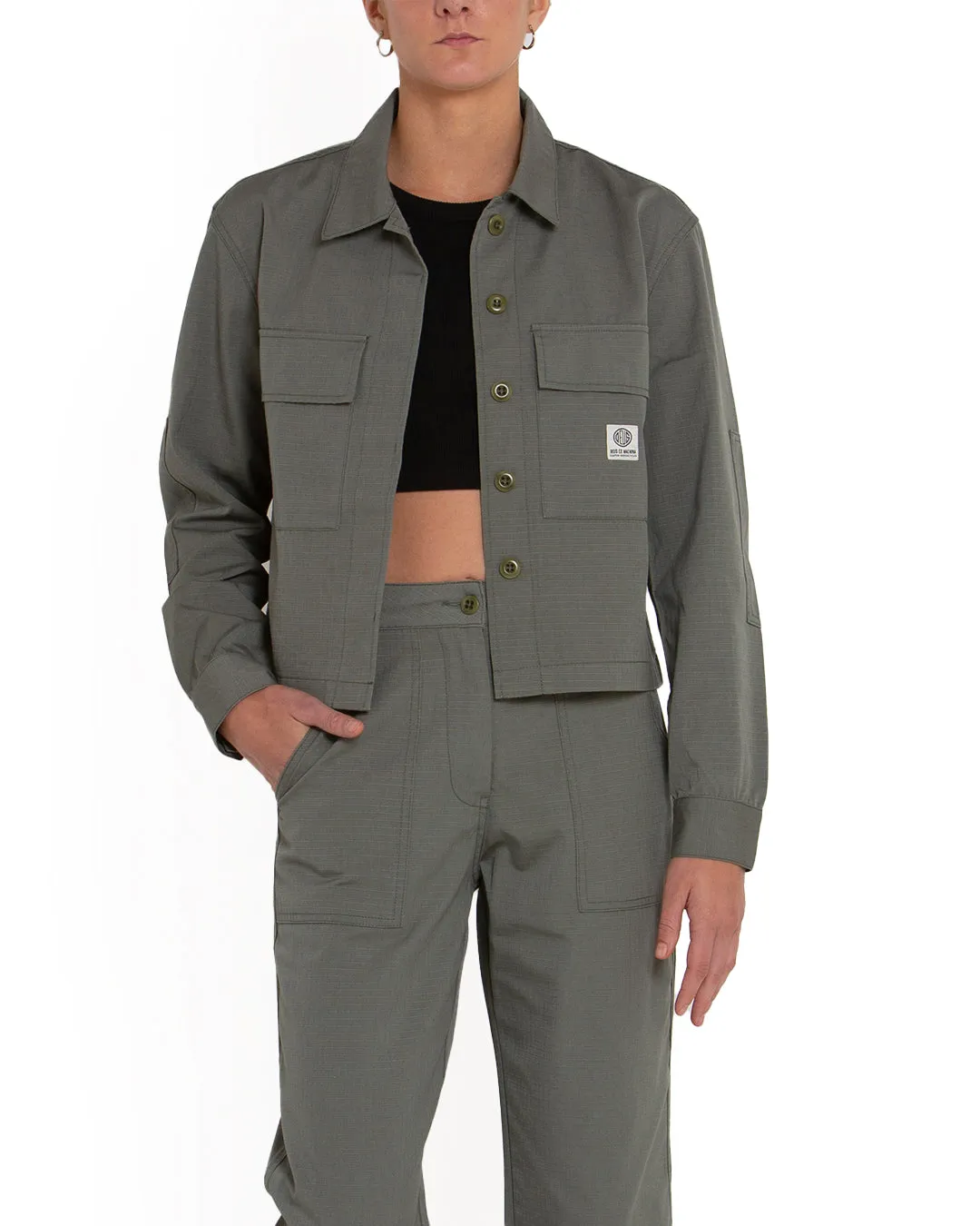 Cropped BDU Shirt - Agave Green