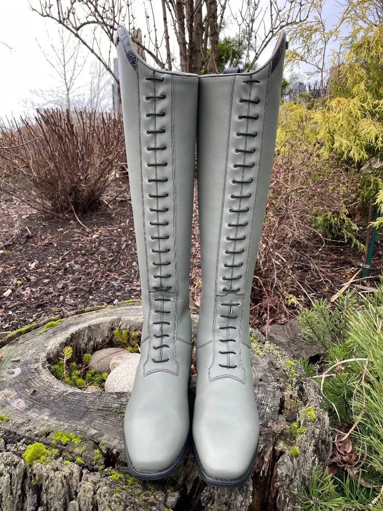 Custom DeNiro Full Lace Winter Field Boot - Grey Calfskin with Greta Rondine