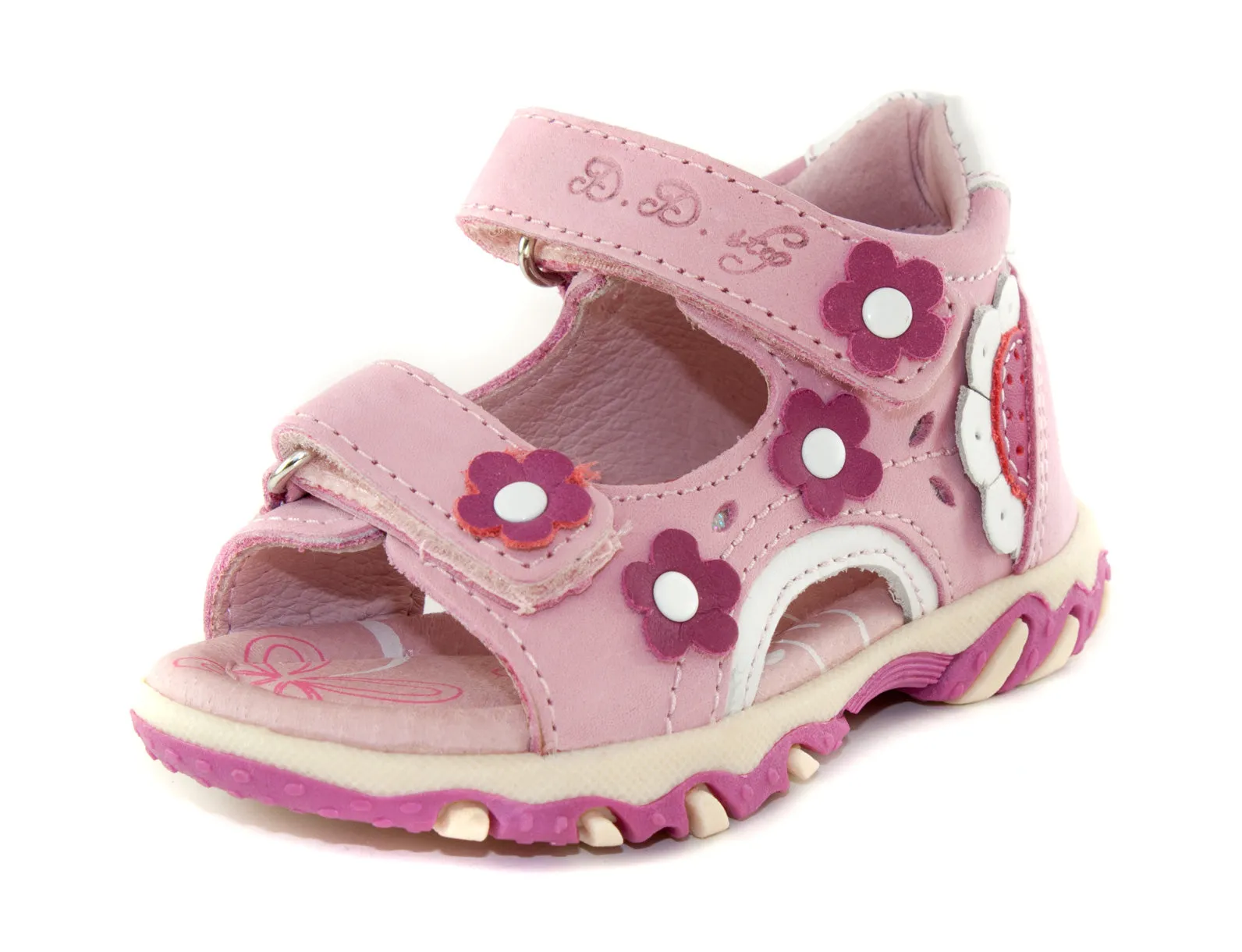 D.D. Step toddler girl sandals baby pink with flowers size US 4-8