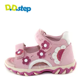 D.D. Step toddler girl sandals baby pink with flowers size US 4-8