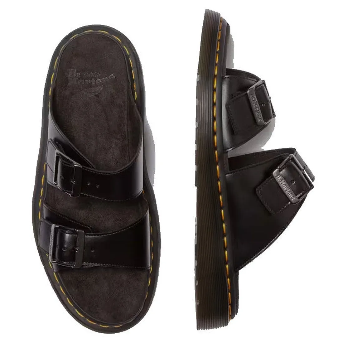 Dr Martens Josef Slide Sandal Analine Black Leather