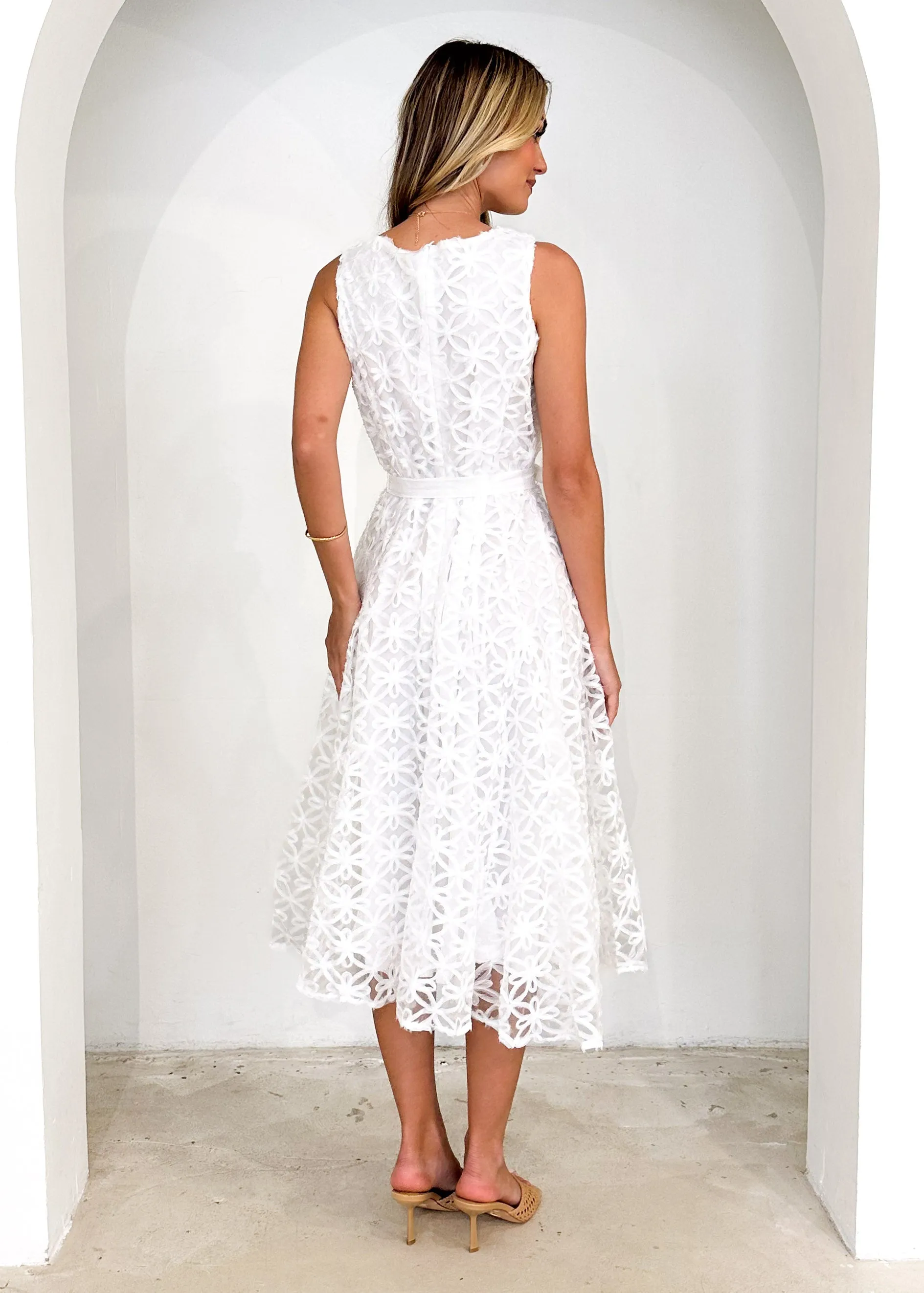 Eclipse Lace Midi Dress - Off White